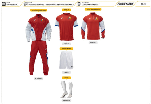Kit Settore Giovanile AGONISTICA - VECCHIO TESSERATO - Stagione Sportiva 2026-2027