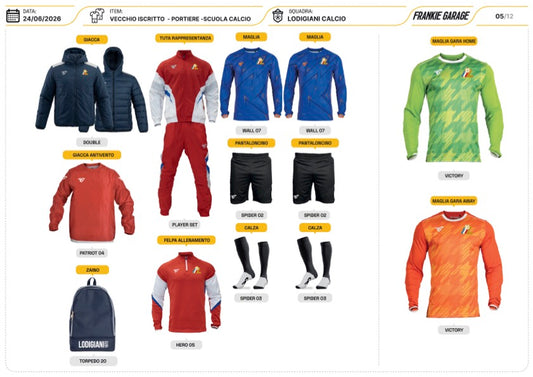 Kit - SCUOLA CALCIO - PORTIERE - VECCHIO TESSERATO
