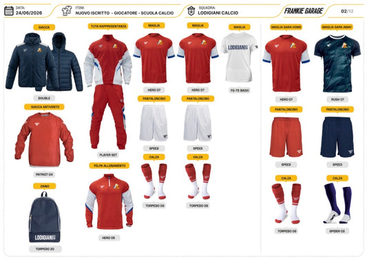 Kit SCUOLA CALCIO - GIOCATORE - NUOVO TESSERATO