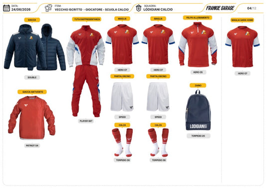 Kit SCUOLA CALCIO - GIOC. - VECCHIO TESSERATO (CAT DA 2014 A 2019) O PICCOLO AMICO (CAT 2020-2021)