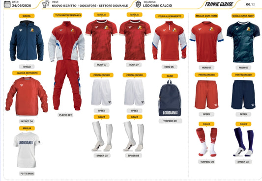 Kit settore giovanile AGONISTICA - NUOVO TESSERATO - Stagione Sportiva 2026-2027